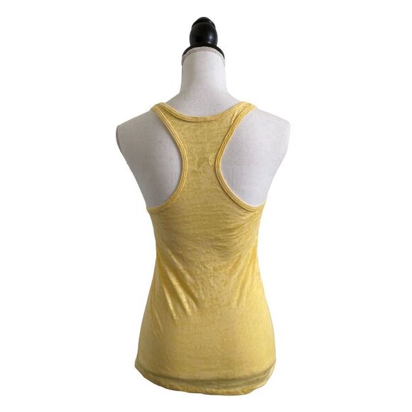 Next Level Apparel Ladies Burnout Racerback Yellow & White Size Small - Picture 3 of 4